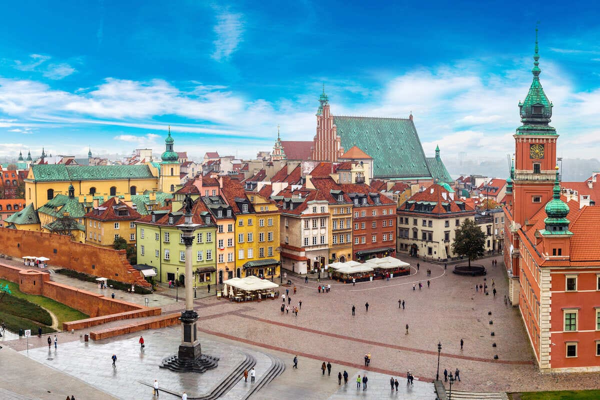 Panoramic View Of Old Town Warsaw, Poland